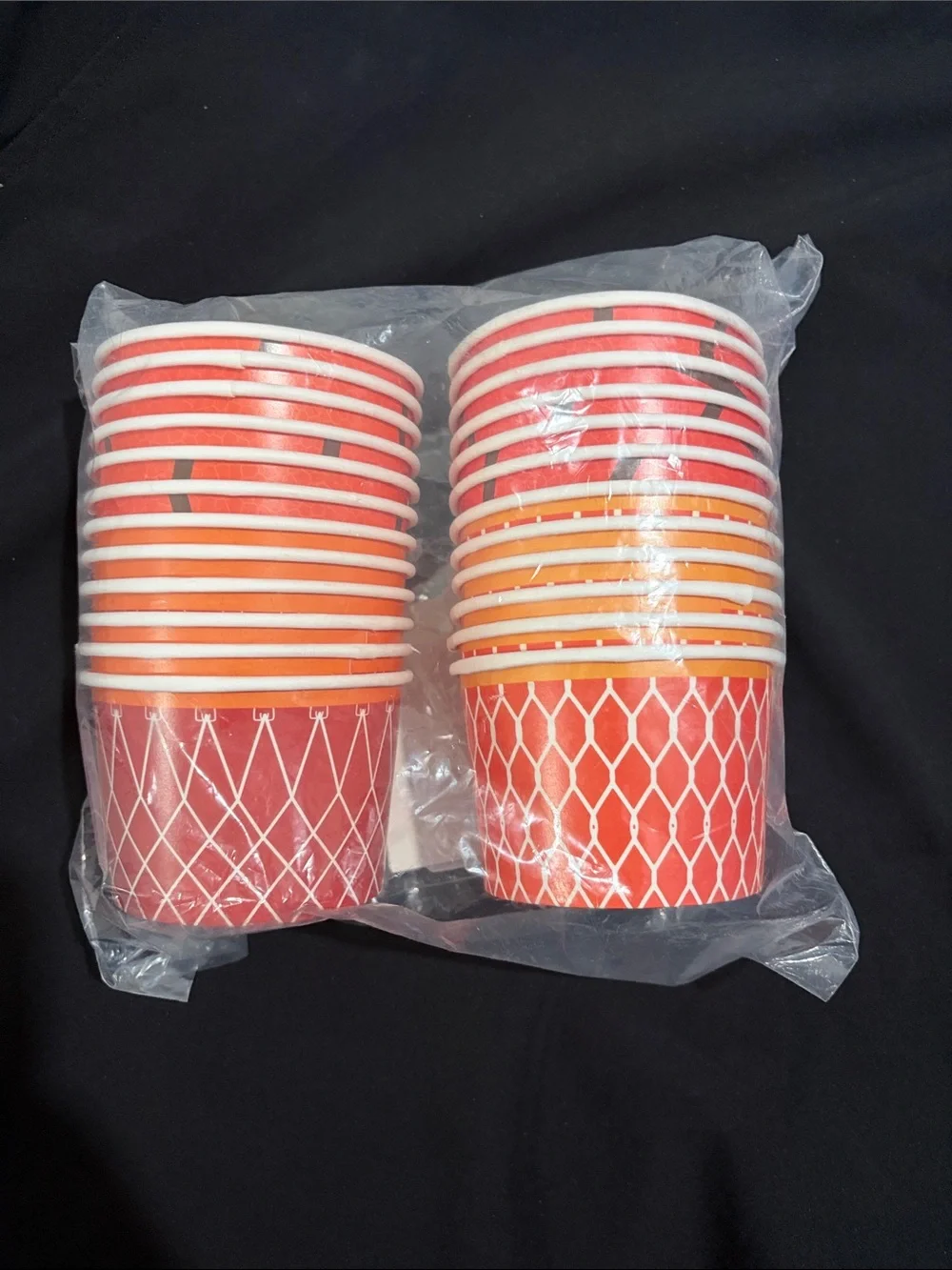 Disposable Red Party Cups with White Geometric Pattern - Unbranded